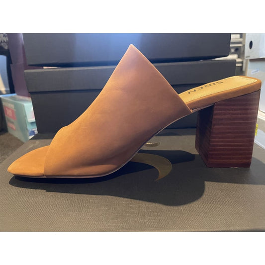 Siren kenny tan nubuck block heel slides – size 36 | rrp $229 | brand new - sandals clothing & fashion - slippers