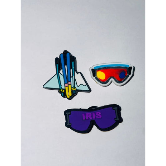3x ski shoe charms for clogs - shoe accessories clogs - shoe accessories - shoe charms fashion accessories