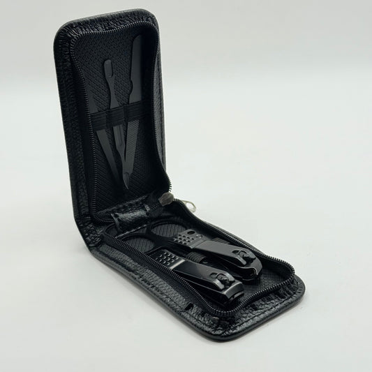Sleek black portable manicure & pedicure kit case - manicure tool sets health and wellness