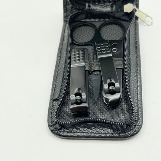 Sleek black portable manicure & pedicure kit case - manicure tool sets health and wellness