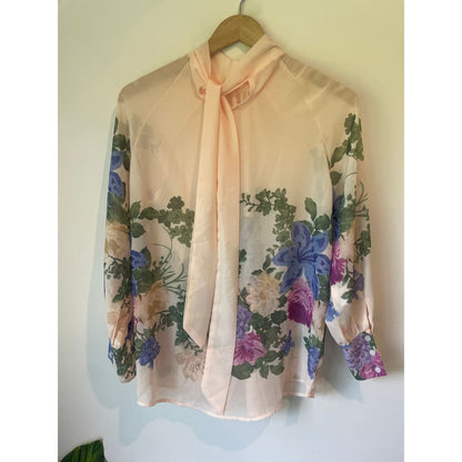 Shein floral print mock neck raglan sleeve blouse size s - clothing tops blouse - clothing & fashion - long sleeve