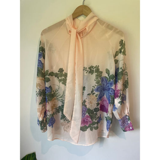 Shein floral print mock neck raglan sleeve blouse size s - clothing tops blouse - clothing & fashion - long sleeve