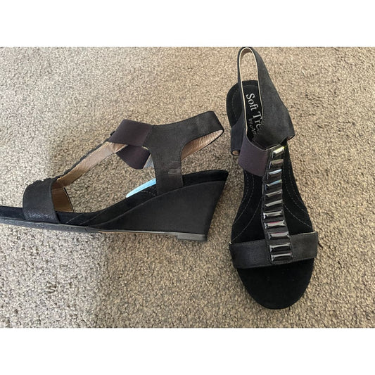 Soft tread by allino - blaine - black suede embellished sandals - sandals clothing & fashion - sandals women’s shoes