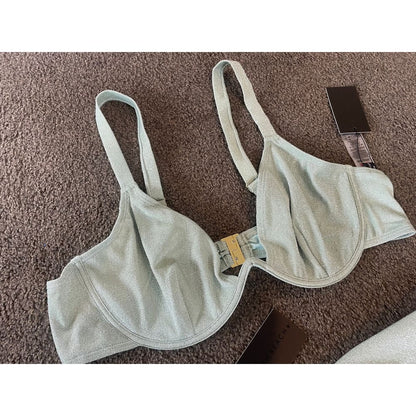 South beach curve bikini in sage green glitter (size 22 top & size 20 bottom) - swimwear bikini - clothing & fashion