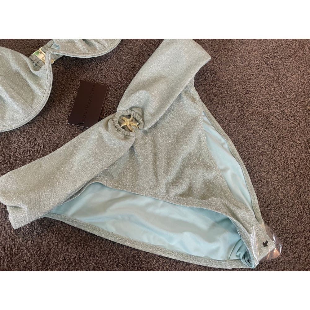 South beach curve bikini in sage green glitter (size 22 top & size 20 bottom) - swimwear bikini - clothing & fashion