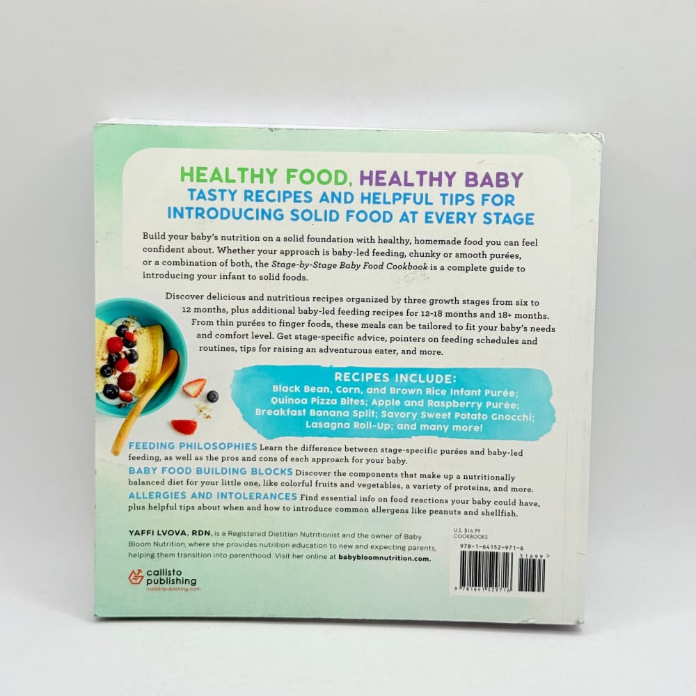 Stage-by-stage baby food cookbook by yaffi lvova rdn - print books condition: used - what’s new printed media