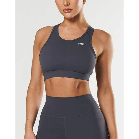 Stax size s blaze crop nandex ™ dark grey - sports bras special categories women’s apparel