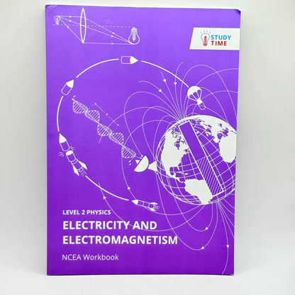 A purple physics workbook covering electricity and electromagnetism.