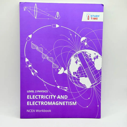 A purple physics workbook covering electricity and electromagnetism.