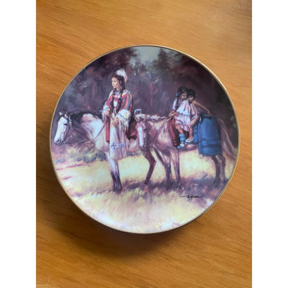 Limited edition franklin mint plate - ’journey home’ american indian plate - collectible coins collectible