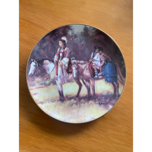 Limited edition franklin mint plate - ’journey home’ american indian plate - collectible coins collectible
