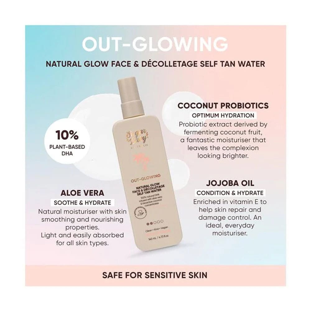 Sugar baby good to glow natural glow face & decolletage self tan serum 140ml - self tanner health and wellness