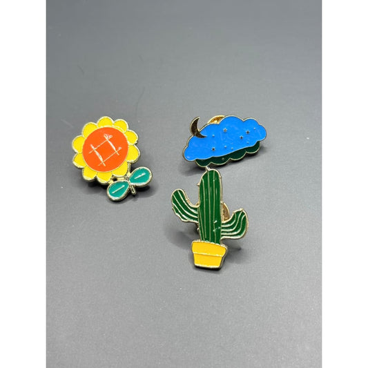 3x plants & cloud enamel pin set - brooches & lapel pins accessories women’s apparel