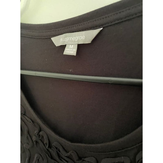 Suzannegrae size m black top with spiral pattern *exc cond* - clothing tops clothing & fashion - condition: used - long