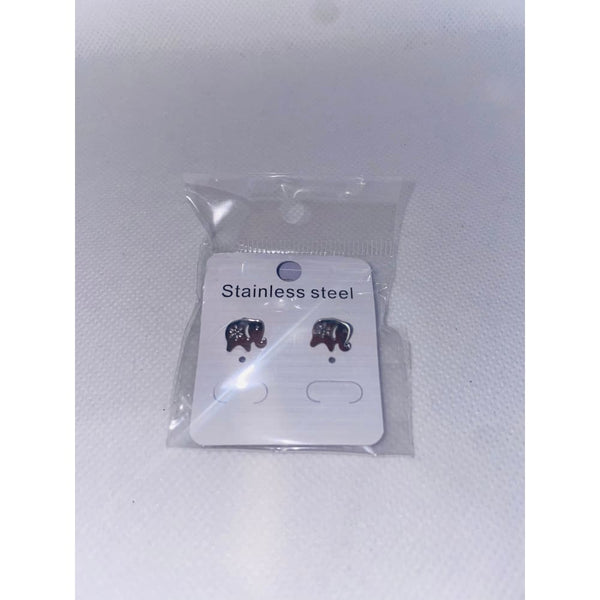 Elephant shaped stainless steel stud earrings