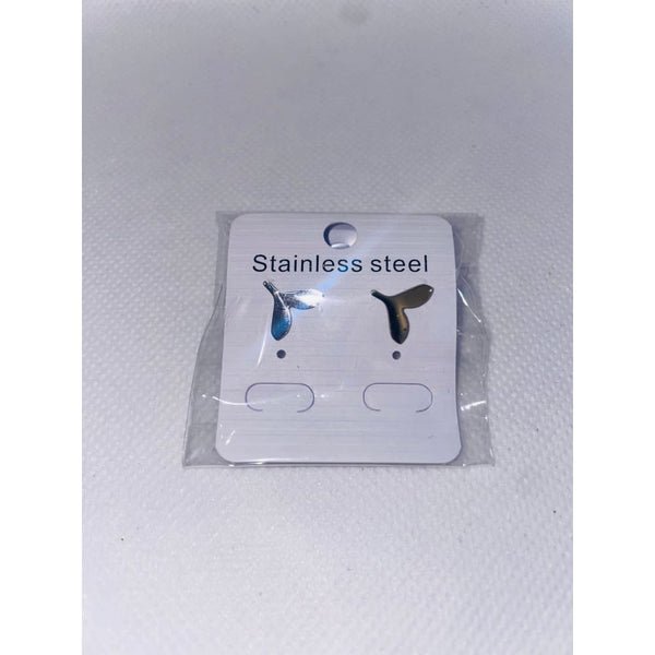 Whale tail stainless steel stud earrings
