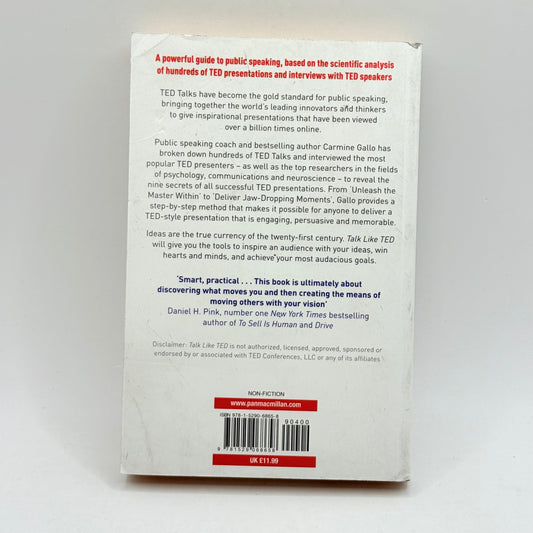 Talk like ted the 9 public speaking secrets of the world’s top minds by carmine gallo - print books condition: used