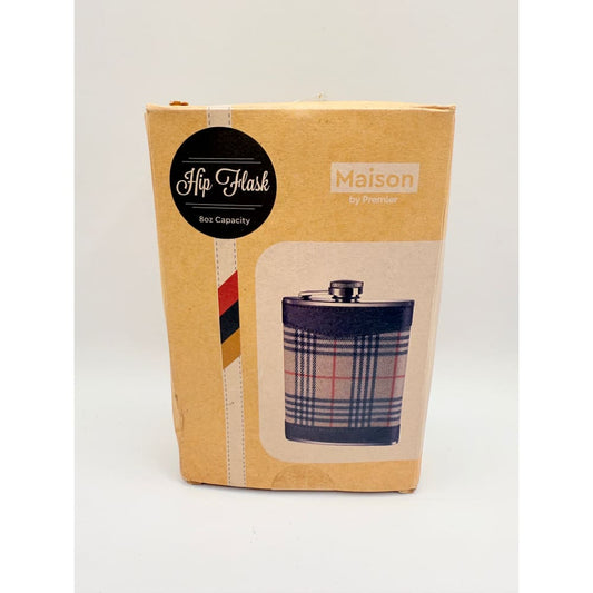 Maison by premier cream tartan hip flask 8oz - flasks home&living materials