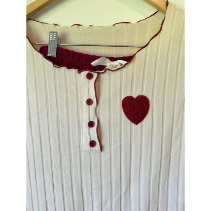 No brand size s soft knit heart detail pyjama set - pajamas bottom women’s apparel