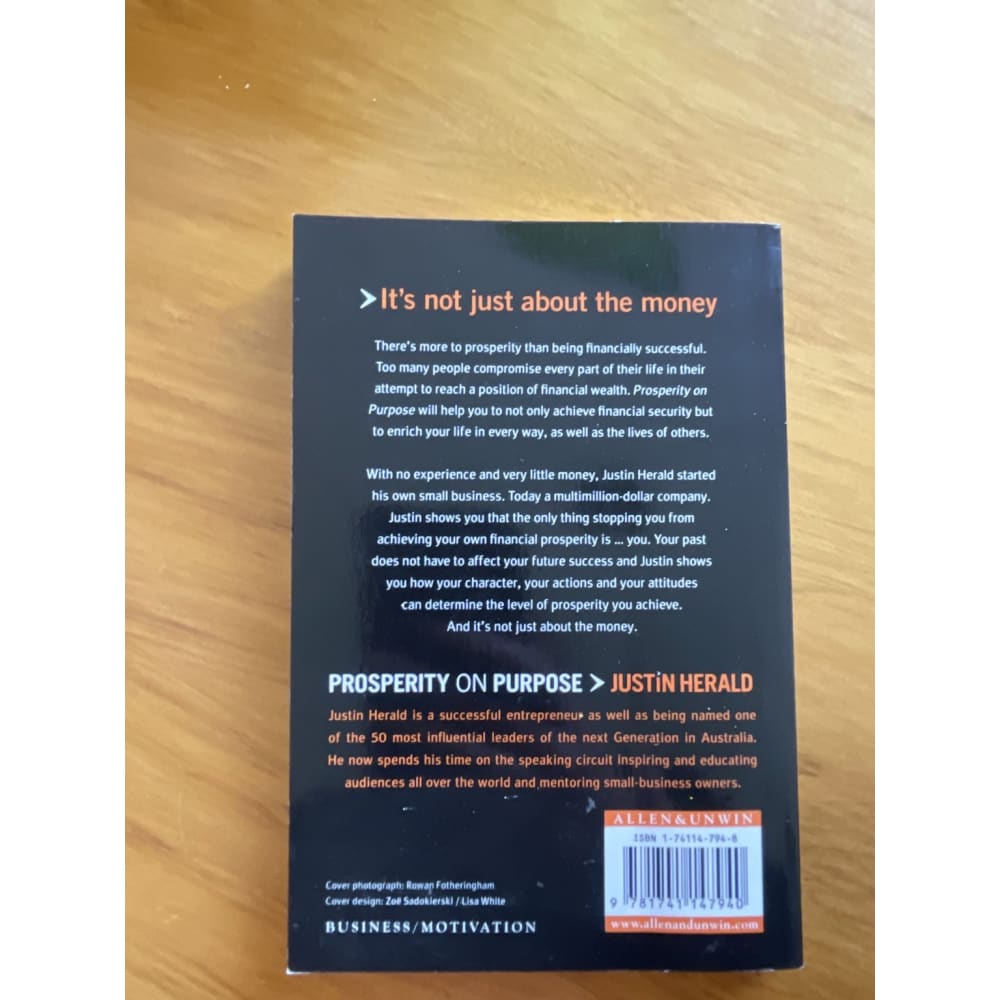 Prosperity on purpose - justin herald - print books book - condition: used - self-help printed media