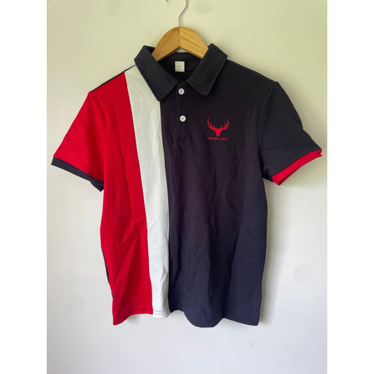 Shein size 13-14y tri-color polo shirt with bold deer emblem - clothing tops baby clothing - clothing & fashion - tee