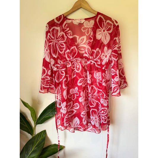Atmosphere beach size 12 red floral cover-up - cover ups condition: used - top women’s apparel