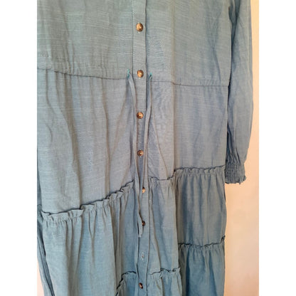 Brand New Cut Label Branded Clothing Clearance* BRAND UNKNOWN Size 12 Turquoise Linen Blend Dress