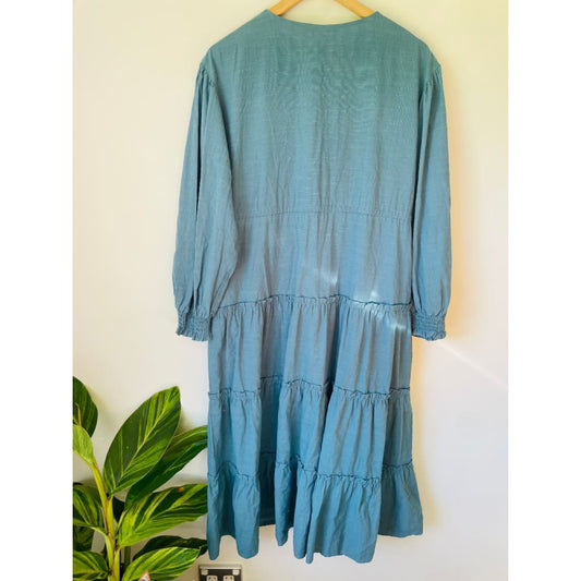 Brand New Cut Label Branded Clothing Clearance* BRAND UNKNOWN Size 12 Turquoise Linen Blend Dress