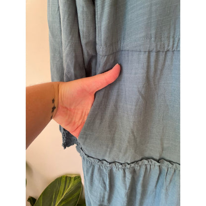Brand New Cut Label Branded Clothing Clearance* BRAND UNKNOWN Size 12 Turquoise Linen Blend Dress