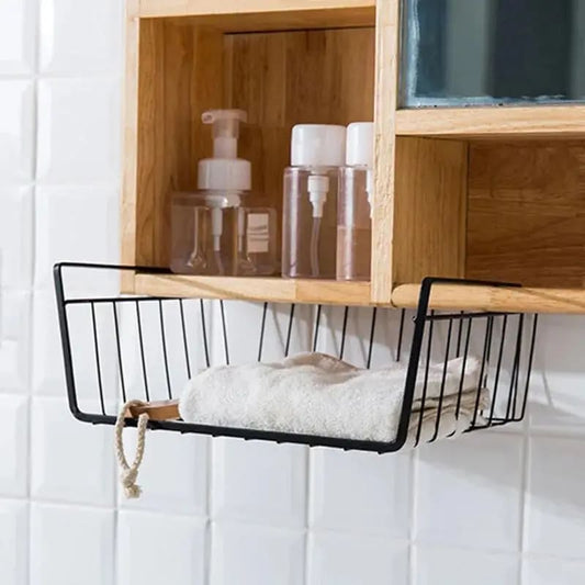 Large black kitchen under shelf hanging basket - household storage bags home&living materials