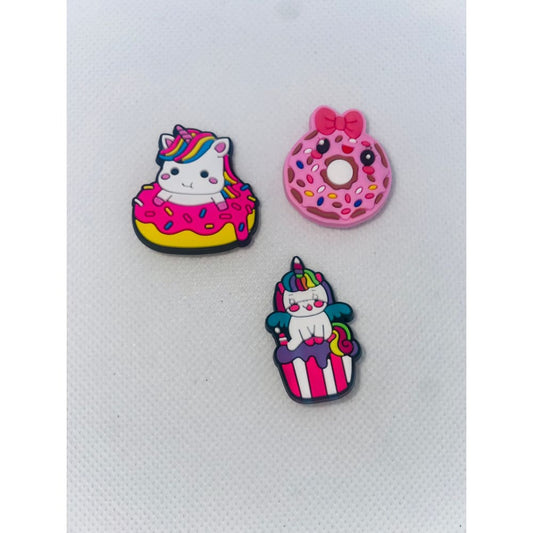 3x unicorn shoe charms - donut - shoe accessories clogs - shoe accessories - shoe charms fashion accessories