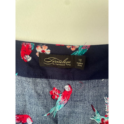 Timeless by vanessa tong size 12 cold shoulder parrot print top – tropical vibes & lightweight style - blouses