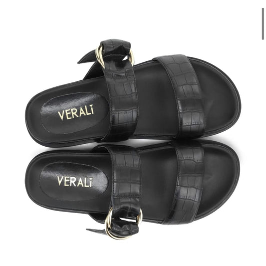 Verali size 40 oslo slides in black croc - sandals clothing & fashion - sandals women’s shoes