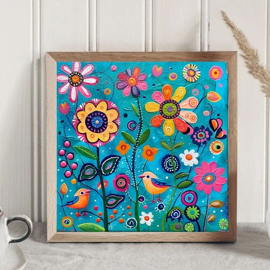 20x20cm vibrant flower & bird diamond art kit - drawing & painting kits crafts