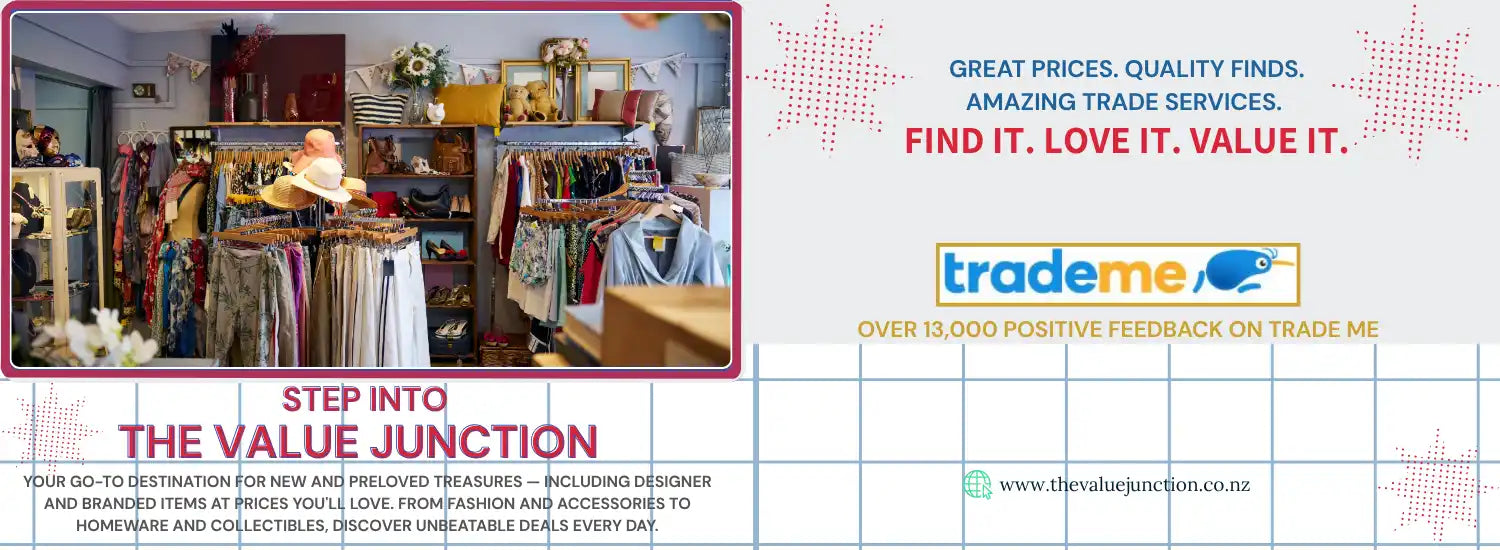 A vibrant second-hand clothing store, featuring racks of apparel and shelves of accessories.