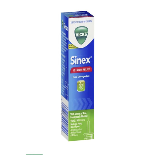 Vicks sinex nasal decongestant spray 15 ml (brand new bb 11/2024) - respiratory care health and wellness - medical aids