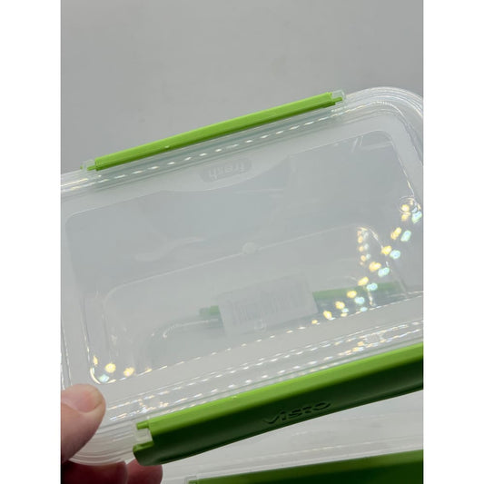 2 pack visto fresh food storage 1l clear with green clips - food storage containers home&living materials