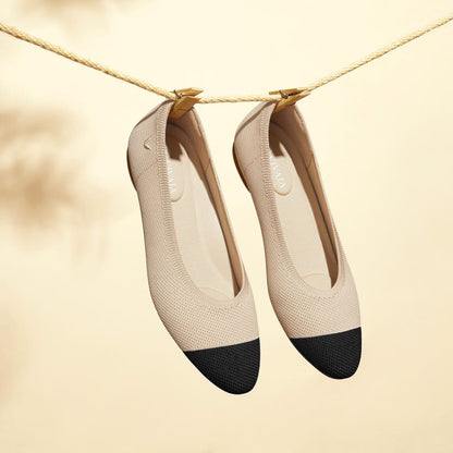 Vivaia almond-toe ballet flats (tamia 2.0) – almond black – size 8 - flats what’s new printed media