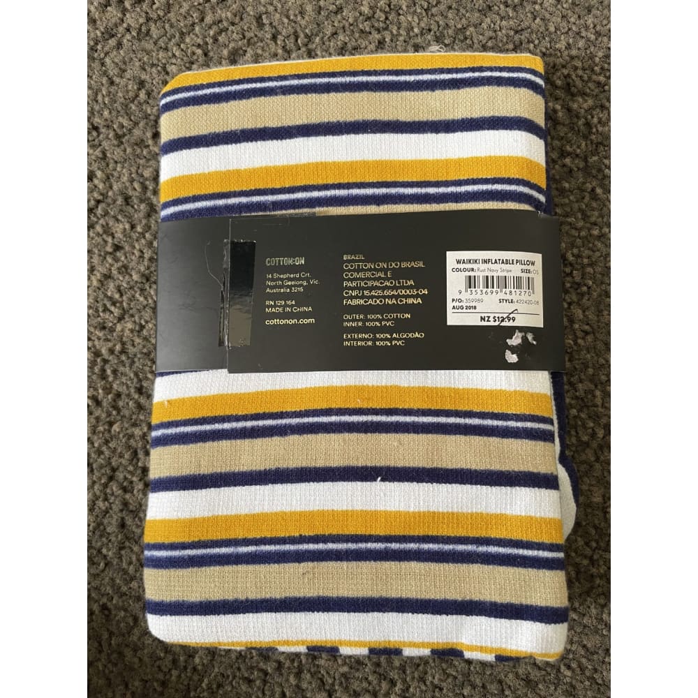 Cotton on waikiki inflatable pillow – 25 × 41 cm – brand new – multiple styles - striped - throw pillows home & living