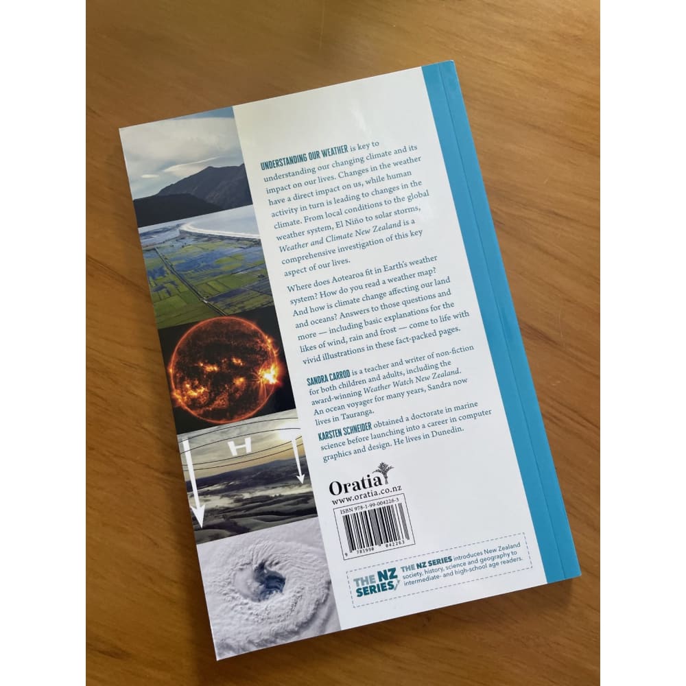Weather and climate new zealand by sandra carrod – understand aotearoa’s changing skies - print books book - geography
