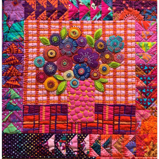 Wendy williams “little vase” mini quilt pattern book – 21″ × 21″ wool appliqué project | brand new - needlecraft
