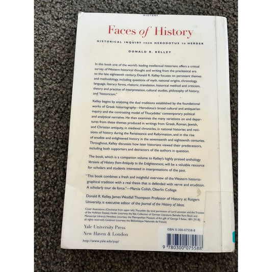 Faces of history by donald r. Kelley - print books condition: used printed media