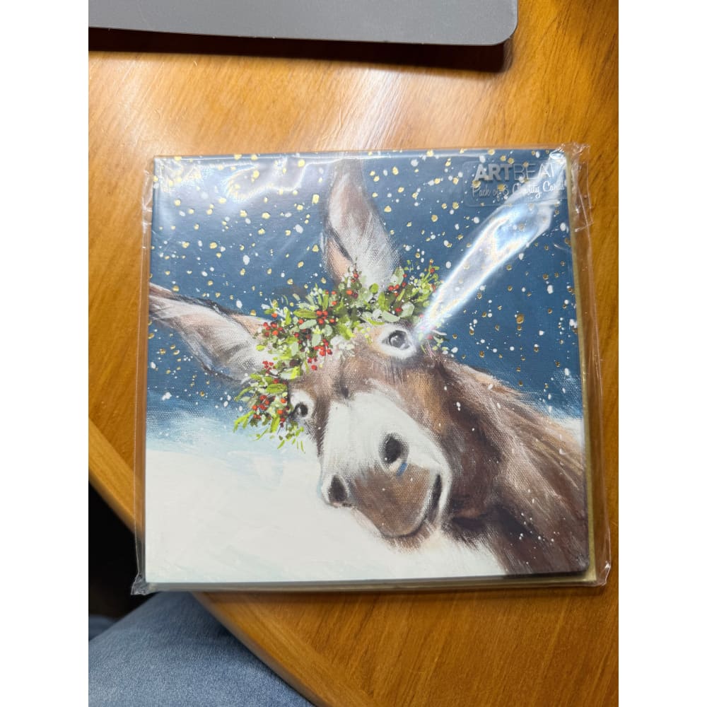 Pack of 6 shelter festive donkey christmas cards - business cards stationery