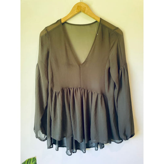 Whistle sheer top – size 6 (brand new cut-label recycled polyester with minor flaws) - blouses blouse - bnew label cut
