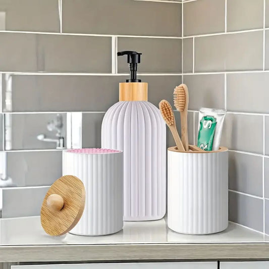 3 piece white bathroom set - bathroom accessory sets health and wellness