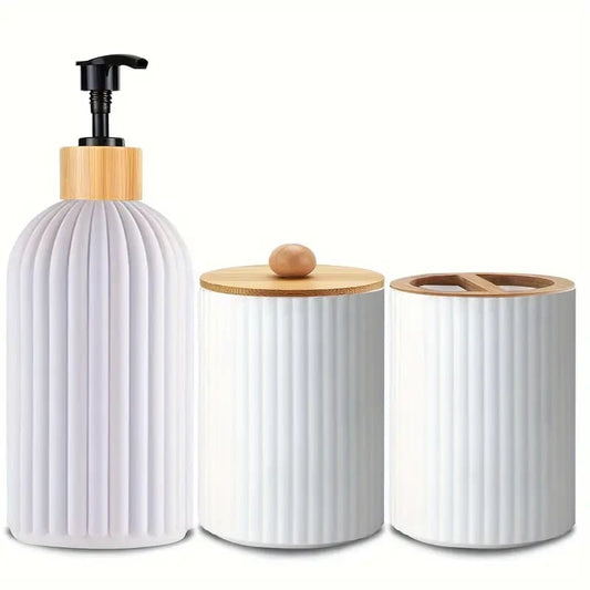 3 piece white bathroom set - bathroom accessory sets health and wellness