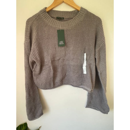 Wild fable cropped jumper – sizes xs & m available | lightweight cotton blend – brand new - gray/medium - sweaters