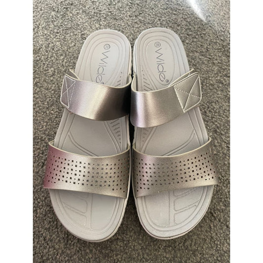 Wilde sumba slide sandals – silver with dual velcro straps | stylish & comfy – brand new - sandals clothing & fashion