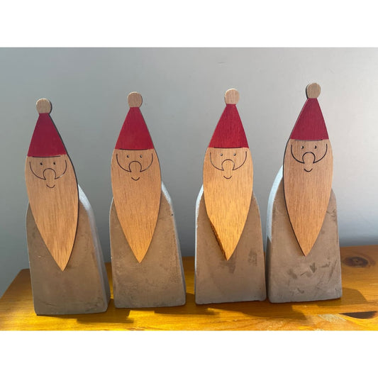 Cement & wooden wise men figurines - set of 4 - holiday ornaments christmas decorations - seasonal & holidays
