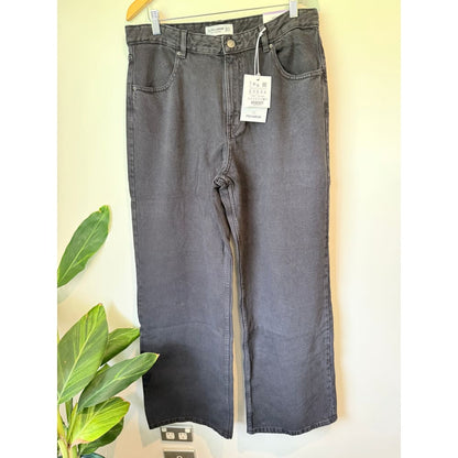 Pull&bear size 16 women’s wide leg high rise full length jeans black - jeans bottom women’s apparel